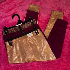 Gold and Burgundy Toddler girls 365 kids Leggings